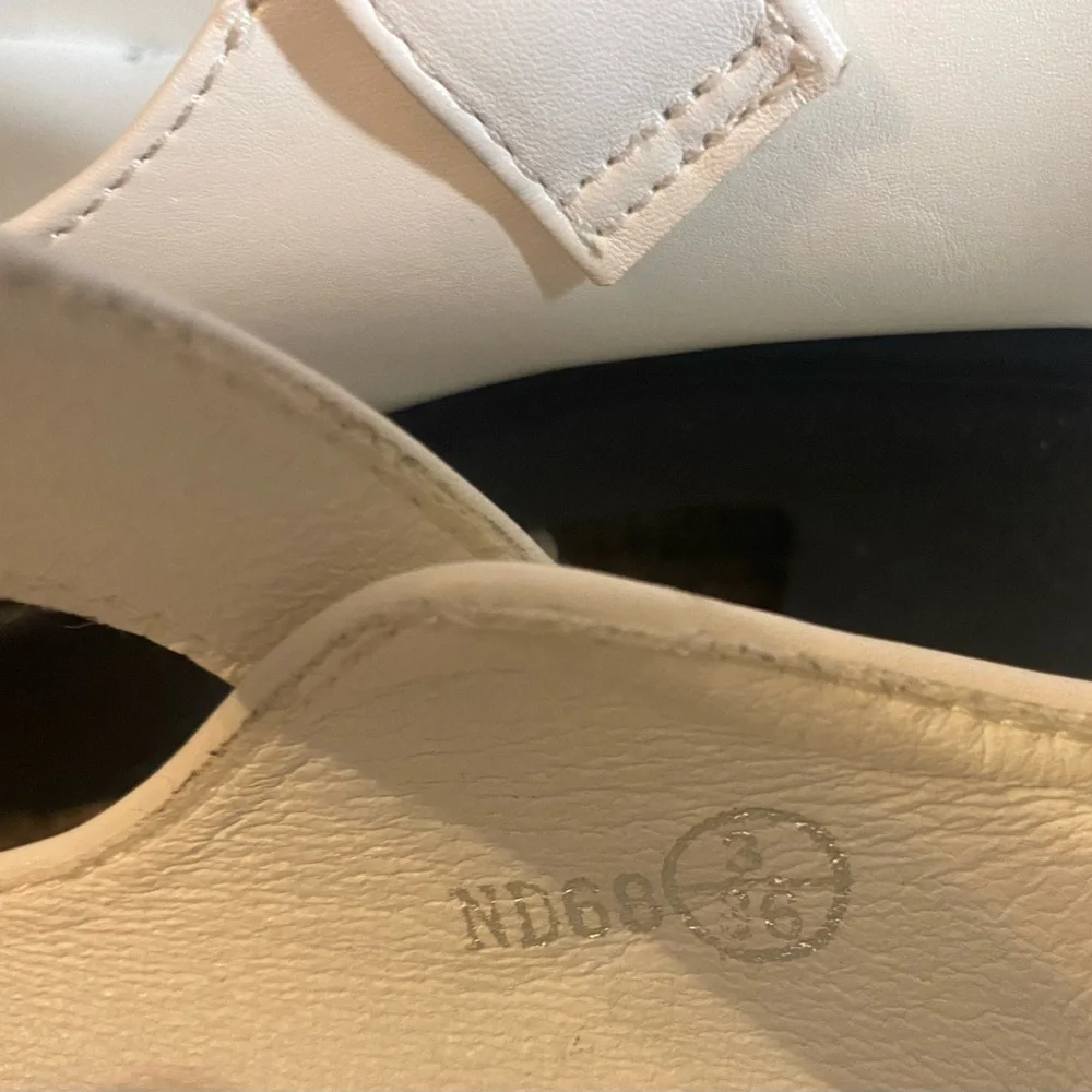 Koi Footwear White Platform Mary Janes, 3/36, Vegan Leather Buckles Small scuffs